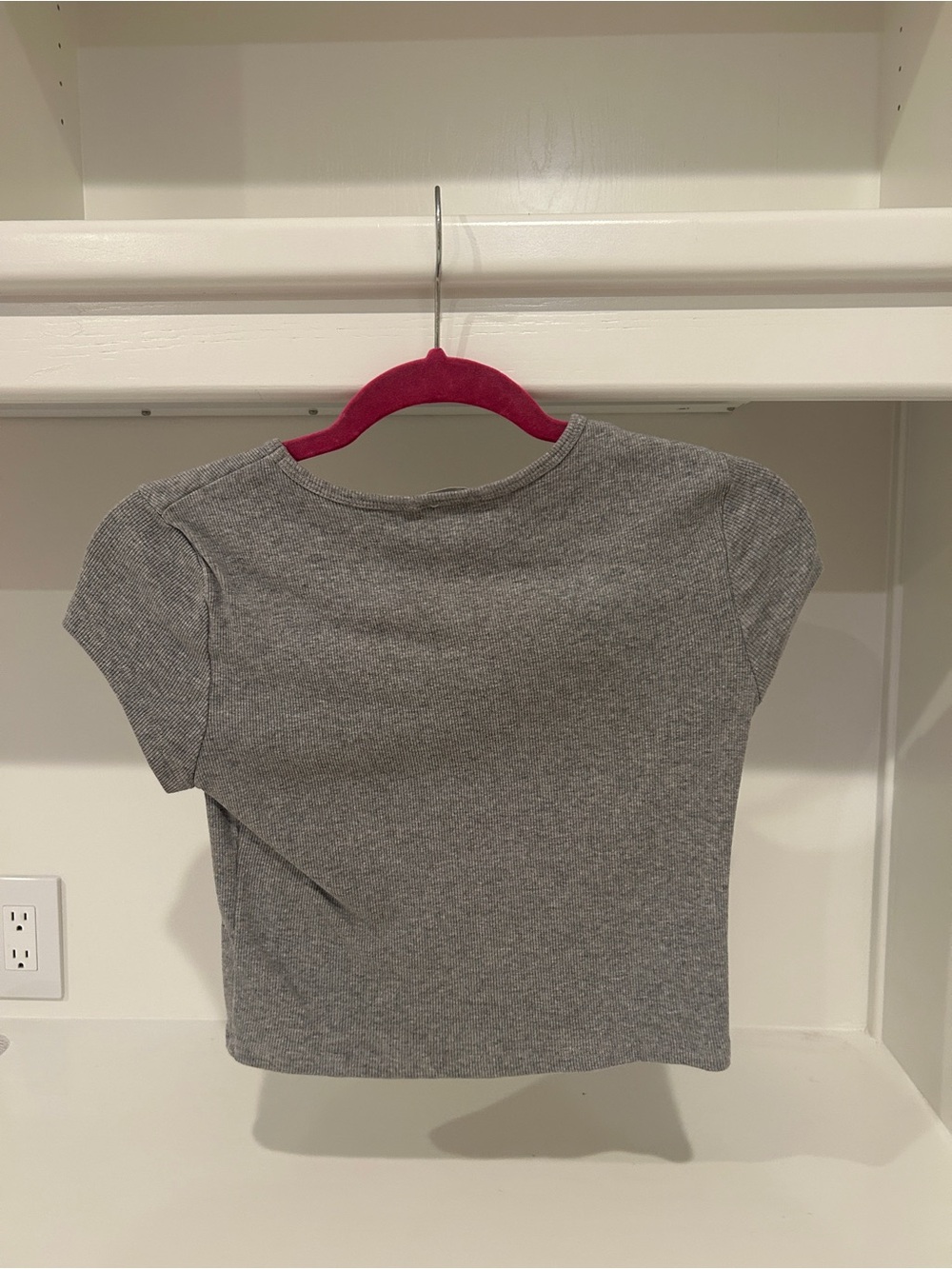 Reformation Gray Ribbed Crop Tee - Picture 2 of 2